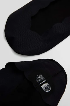 Pinkies invisibles de algodón lisos con banda de silicona en negro