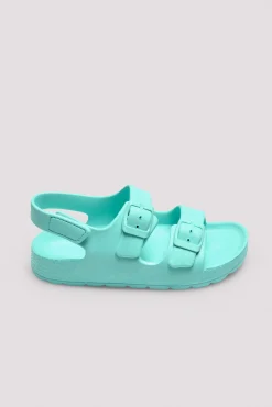 Sandalias infantiles de hebillas ajustables verde aguamarina