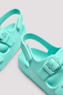 Sandalias infantiles de hebillas ajustables verde aguamarina