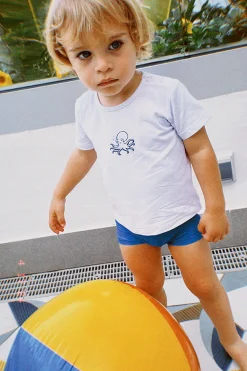 Set bebé bañador bóxer y camiseta blanca pulpo