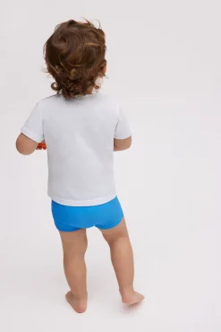 Set bebé bañador bóxer y camiseta blanca pulpo