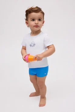 Set bebé bañador bóxer y camiseta blanca pulpo
