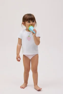 Set bebé bañador culetín vichy rosa y camiseta