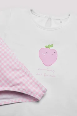 Set bebé bañador culetín vichy rosa y camiseta
