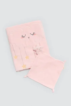Set bebé manta y doudou rosa Baby Stars rosa