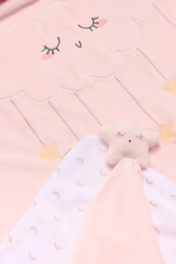 Set bebé manta y doudou rosa Baby Stars rosa