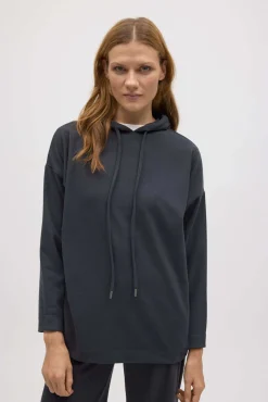 Sudadera cálida capucha ajustable con textura marengo