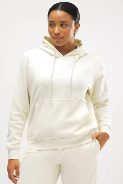 Sudadera con capucha ajustable interior afelpado marfil