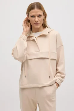 Sudadera con capucha fluida marfil