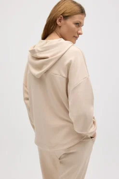 Sudadera con capucha fluida marfil