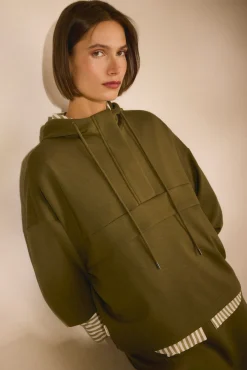 Sudadera con capucha fluida verde