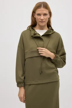 Sudadera con capucha fluida verde