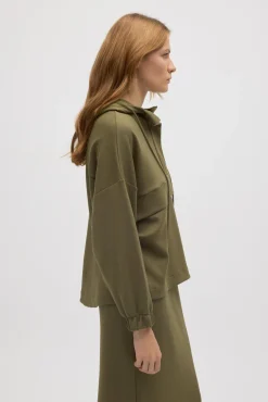 Sudadera con capucha fluida verde