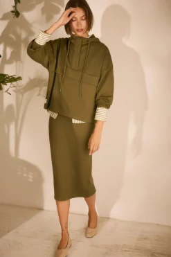 Sudadera con capucha fluida verde