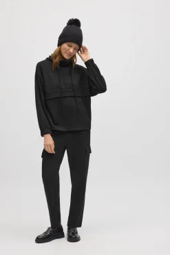 Sudadera con capucha fluida negro