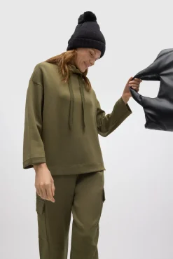 Sudadera con cuello fluida verde