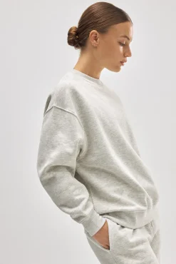 Sudadera cuello redondo con interior afelpado gris