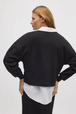 Sudadera mangas abullonadas fluida negro