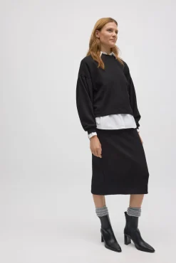 Sudadera mangas abullonadas fluida negro