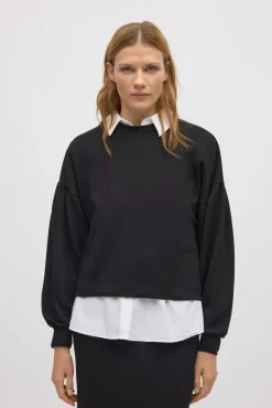 Sudadera mangas abullonadas fluida negro