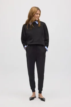 Sudadera mangas abullonadas fluida negro