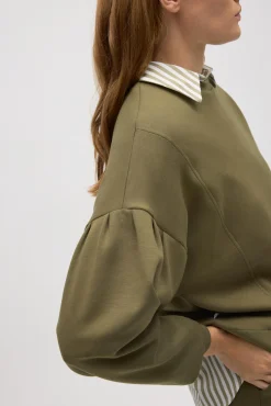 Sudadera mangas abullonadas fluida verde