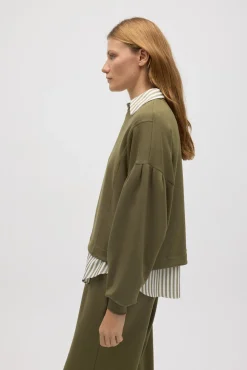 Sudadera mangas abullonadas fluida verde