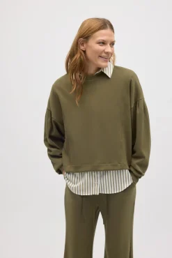 Sudadera mangas abullonadas fluida verde