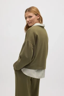 Sudadera mangas abullonadas fluida verde