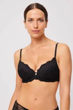 Sujetador con aro con relleno encaje negro