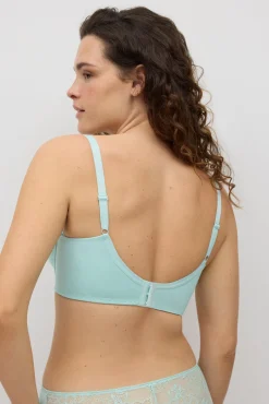 Sujetador con aro con relleno encaje floral celeste