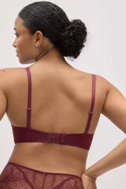 Sujetador con aro con relleno de encaje granate copas B y C