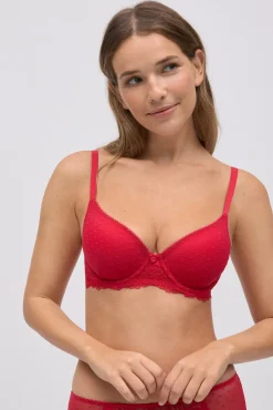 Sujetador con aro con relleno encaje rojo