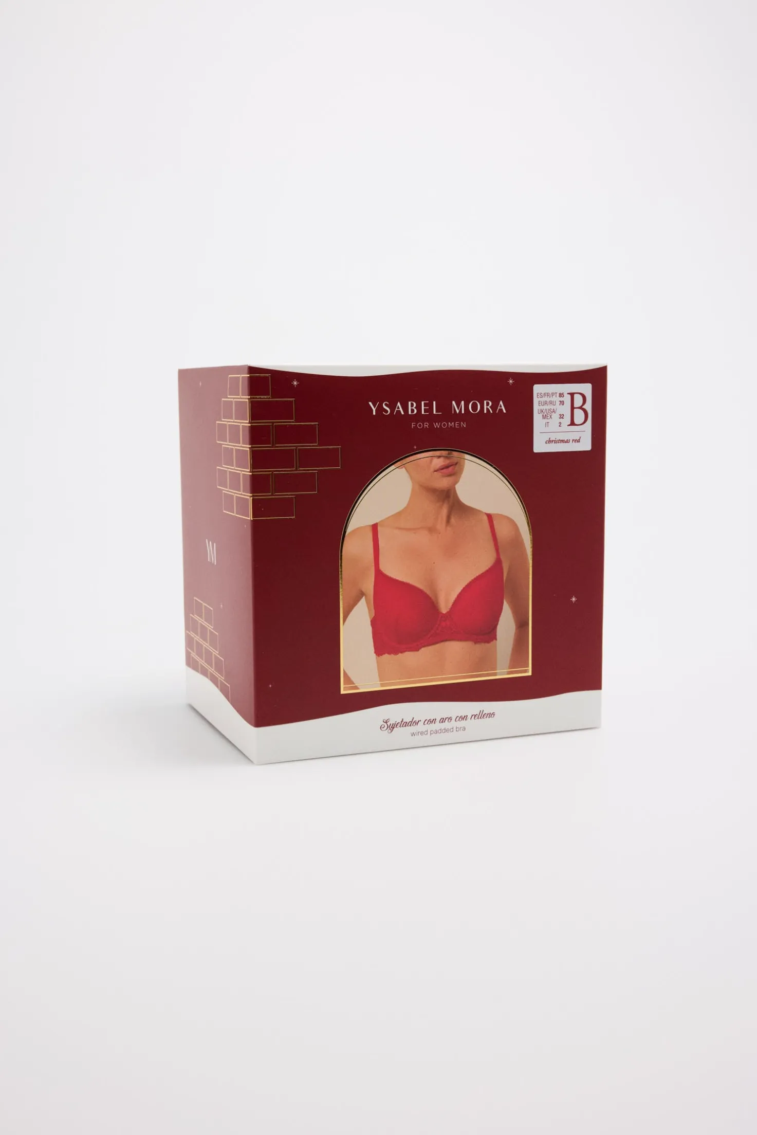 Sujetador con aro con relleno encaje rojo