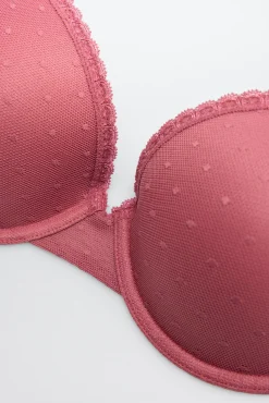 Sujetador con aro con relleno plumeti rosa copas B y C