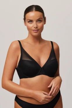 Sujetador con aro con relleno con tul negro