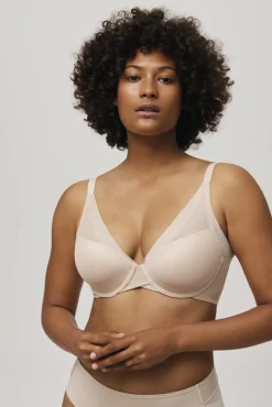 Sujetador con aro con relleno con tul nude