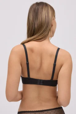 Sujetador con aro con relleno plumeti negro copas B y C