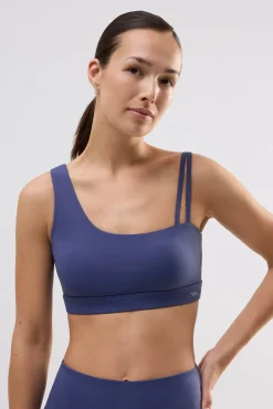 Sujetador deportivo asimétrico sujeción ligera marino