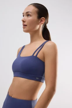 Sujetador deportivo asimétrico sujeción ligera marino