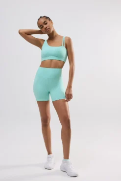 Sujetador deportivo asimétrico sujeción ligera celeste