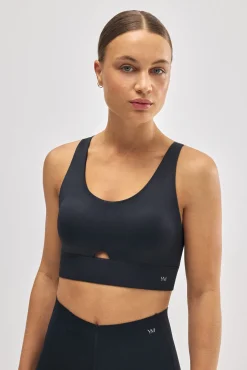 Sujetador deportivo compressive detalle abertura sujeción media negro