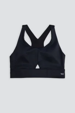 Sujetador deportivo compressive detalle abertura sujeción media negro