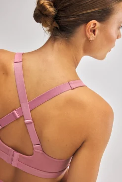 Sujetador deportivo sujeción alta tirantes regulables rosa