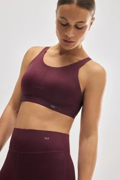 Sujetador deportivo sujeción alta tirantes regulables burdeos