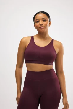 Sujetador deportivo sujeción alta tirantes regulables burdeos