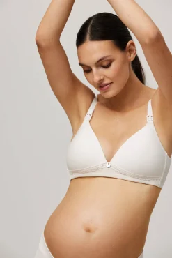 Sujetador lactancia sin aro con relleno marfil