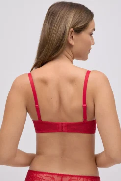 Sujetador push-up con aro encaje rojo