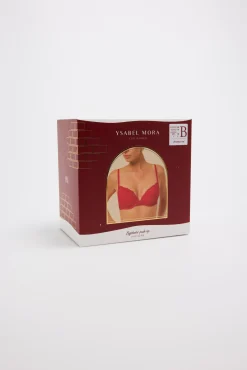 Sujetador push-up con aro encaje rojo