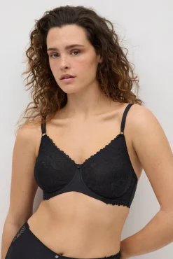 Sujetador reductor encaje floral negro